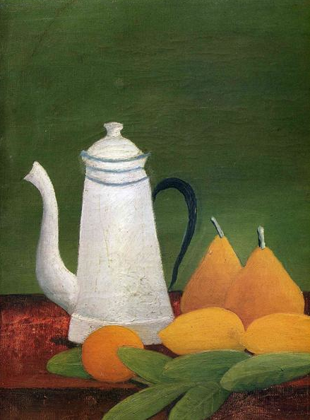 henri rousseau ~ still life with teapot and fruit
